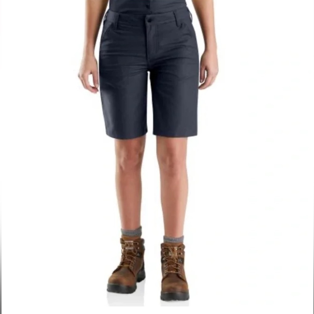 Carhartt Women's Black Flex Loose Fit Canvas Work Bermuda Shorts *NEW* size 8